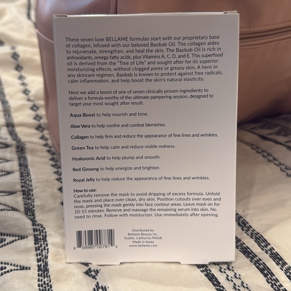 Bellamie 7 Day Refresh Collagen Masks - Cream skincare women’s Bellame beauty - Picture 3 of 3